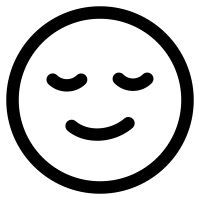Black and white smiling face emoji with closed eyes.